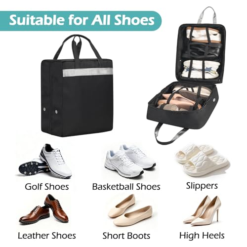ZHIERNA Shoe Bags for Travel with Handle, Travel Shoe Bags for Packing, Portable Shoes Storage Bag Organizer, Travel Luggage Shoe Bag for Women Men Holds 6 Pair of Shoes (Black) - Image 5