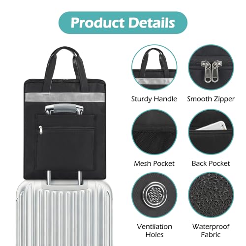 ZHIERNA Shoe Bags for Travel with Handle, Travel Shoe Bags for Packing, Portable Shoes Storage Bag Organizer, Travel Luggage Shoe Bag for Women Men Holds 6 Pair of Shoes (Black) - Image 4