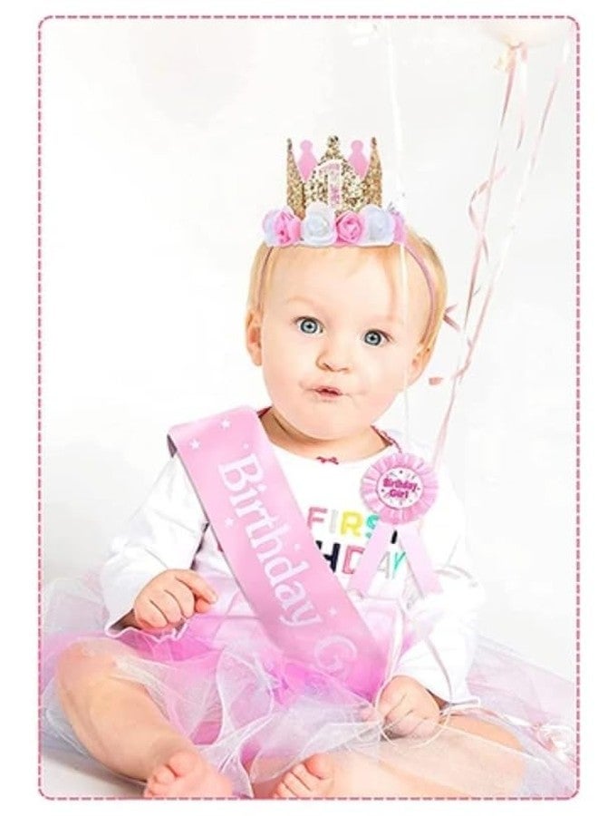 Fun Affairs Birthday Girl Sash Baby Pink for 1st 2nd 3rd 5th Birthday Favors Decoration Sash for Girls Happy Birthday Party, 1 pc - Image 3