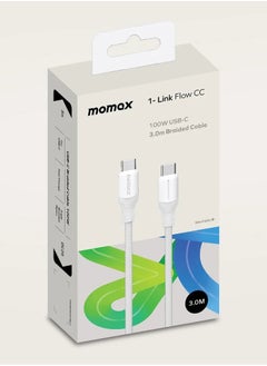 Momax Momax Flow 100W USB-C to USB-C 3m Braided Cable, Fast Charging, and Data Transfer, White  - Image 5