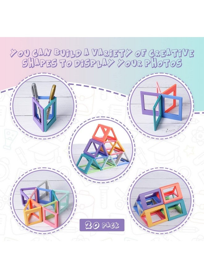 Epakh 20 Packs Magnetic Photo Picture Frame Cute Mini Table Photo Frame Holder 3 Inches Plastic Colorful Photo Display Compatible With Fujifilm Instax For Fridge Refrigerator Office  - Image 3