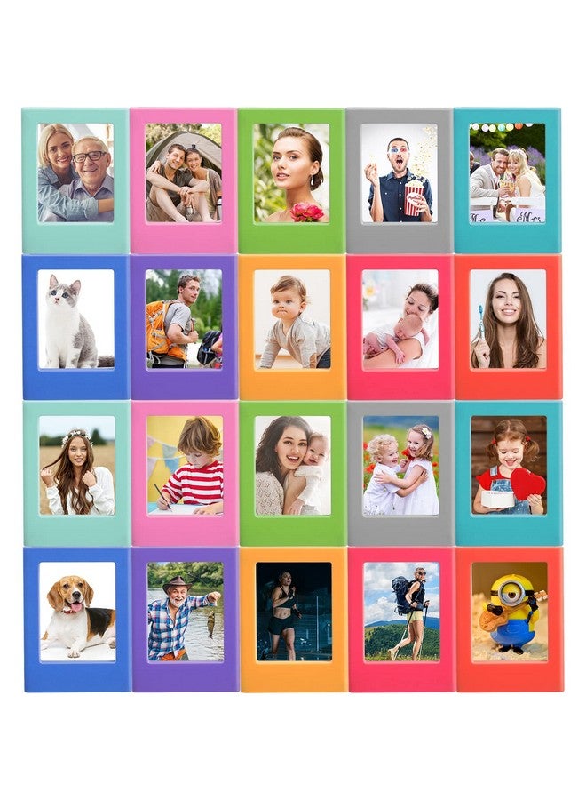 Epakh 20 Packs Magnetic Photo Picture Frame Cute Mini Table Photo Frame Holder 3 Inches Plastic Colorful Photo Display Compatible With Fujifilm Instax For Fridge Refrigerator Office  - Image 2