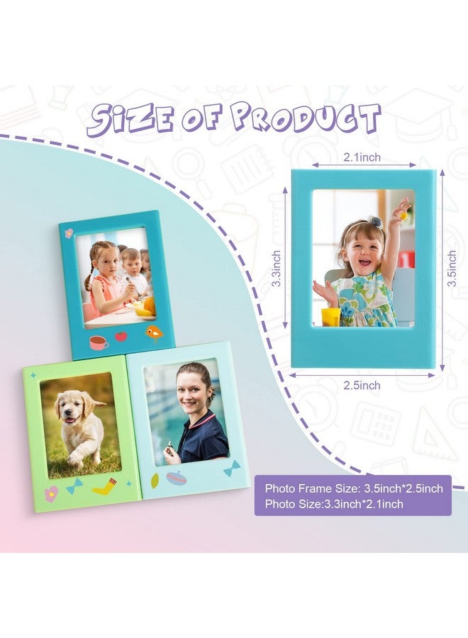 Epakh 20 Packs Magnetic Photo Picture Frame Cute Mini Table Photo Frame Holder 3 Inches Plastic Colorful Photo Display Compatible With Fujifilm Instax For Fridge Refrigerator Office  - Image 4