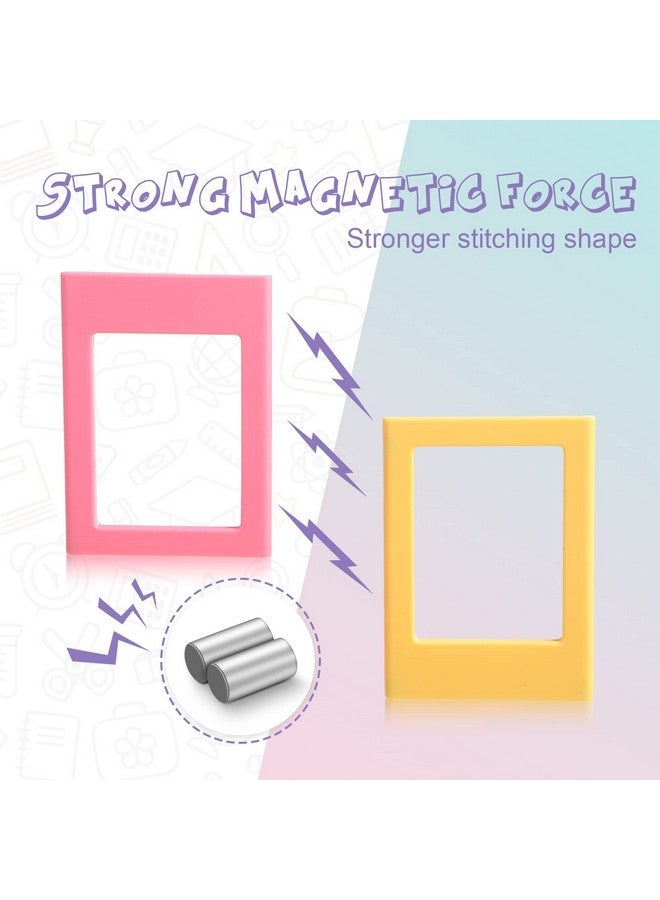 Epakh 20 Packs Magnetic Photo Picture Frame Cute Mini Table Photo Frame Holder 3 Inches Plastic Colorful Photo Display Compatible With Fujifilm Instax For Fridge Refrigerator Office  - Image 5