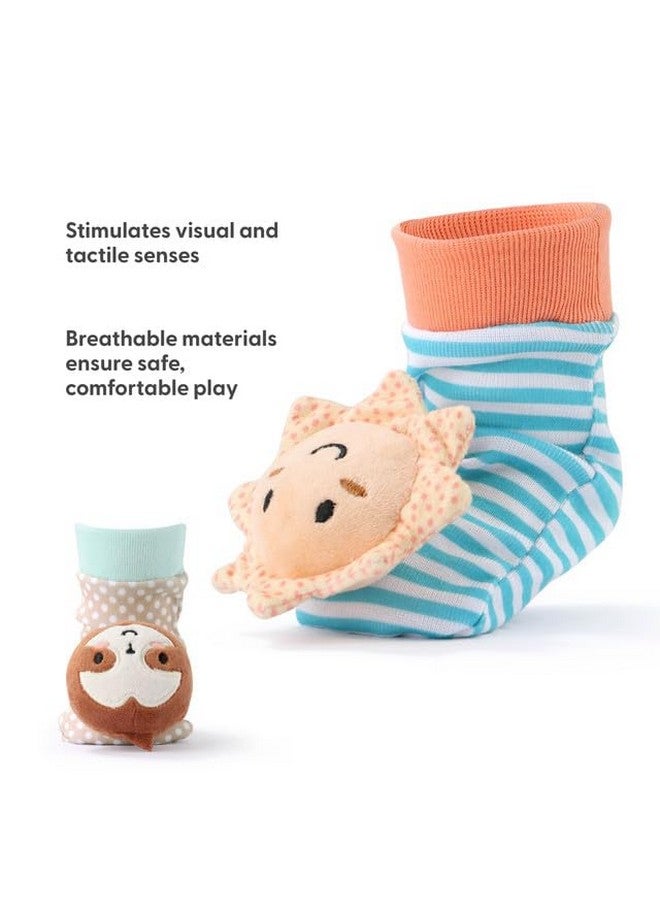 The Peanut Shell The Peanutshell Sock Rattles Set of 5 - Girl Boy Rattle Socks, Baby Toys 0-6-12 Month, Animal Newborn High Contrast Baby, Infant, New Born Toys 0-3 0-6 Months Old Babies - Boho - Image 3