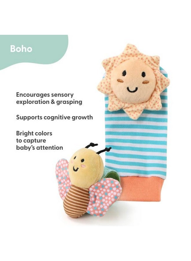 The Peanut Shell The Peanutshell Sock Rattles Set of 5 - Girl Boy Rattle Socks, Baby Toys 0-6-12 Month, Animal Newborn High Contrast Baby, Infant, New Born Toys 0-3 0-6 Months Old Babies - Boho - Image 2