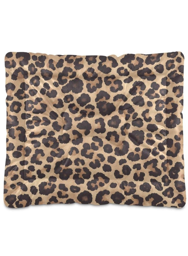 KEEPREAL Leopard Print Dog Bed & Cat Bed for Small/Medium Pets, Ultra Soft Calming Washable Pet Bed with Non-Slip Bottom, 18x24 Inch(386)