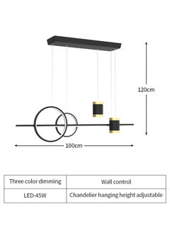 Beauenty LED Modern Wave Shape Pendant Light 45W Dimmable Chandelier Hanging Lighting Fixture Black Chandeliers For Dining Room Restaurant Kitchen Island Table  - Image 2