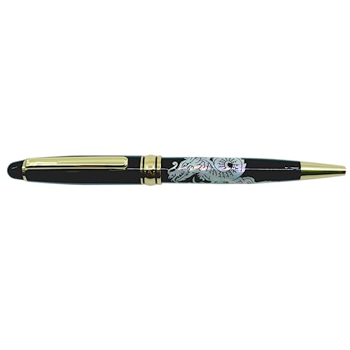 Nacreh Inlay Mother of Pearl Design Handmade Ballpoint Pen Retractable Executive Gift Deluxe Rollerball Point Black Ink (Dragon) - Image 4