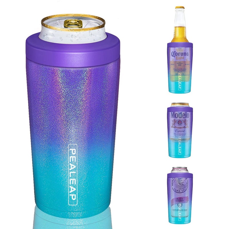 4 in 1 Insulated Slim Can Cooler for 12 OZ Cans and Beer Bottle Keep 8 Hours Cold Easy to Hold Stainless Steel Can Holder Double Walled Can Insulator for Hard Seltzer and More