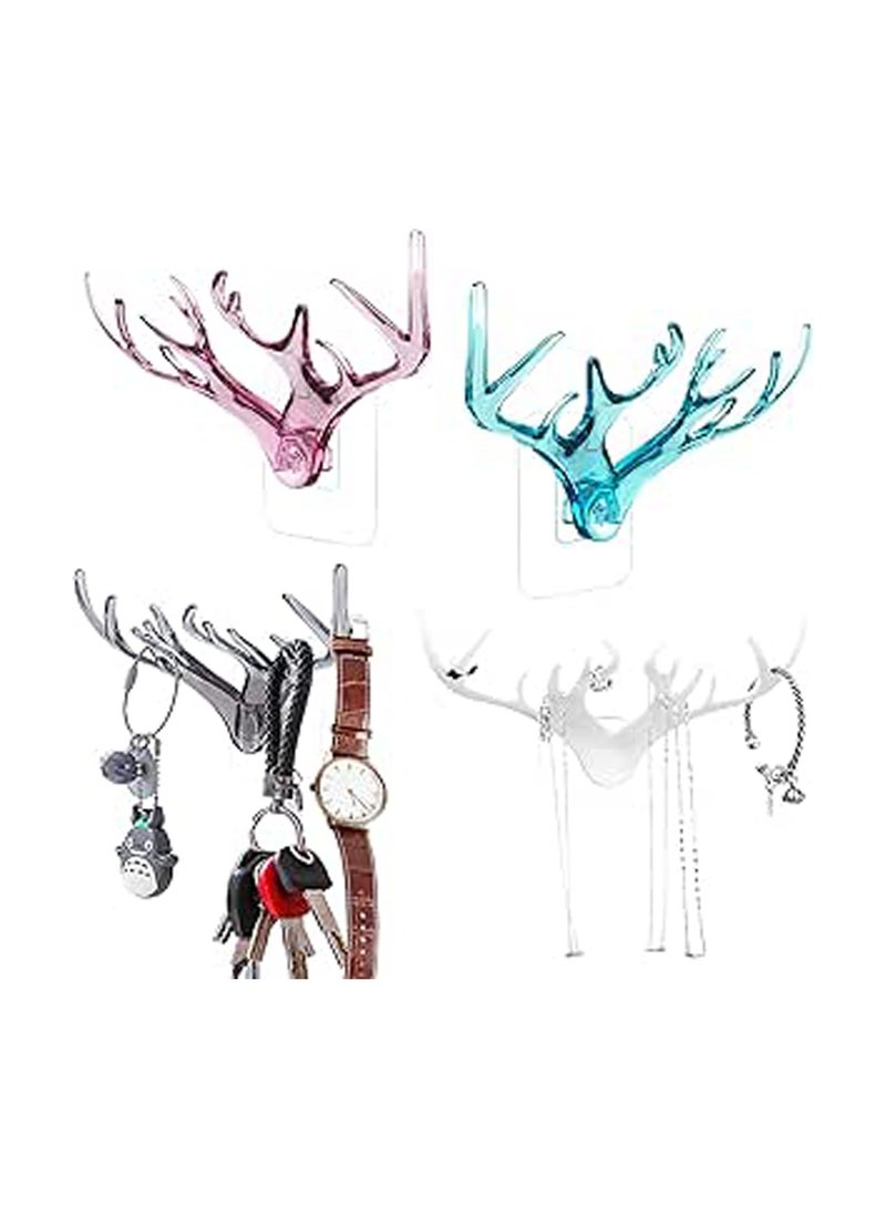 Adhesive Hook Deer Elk Head Shape Towel Hanger No Punching 3 Pcs - Image 1