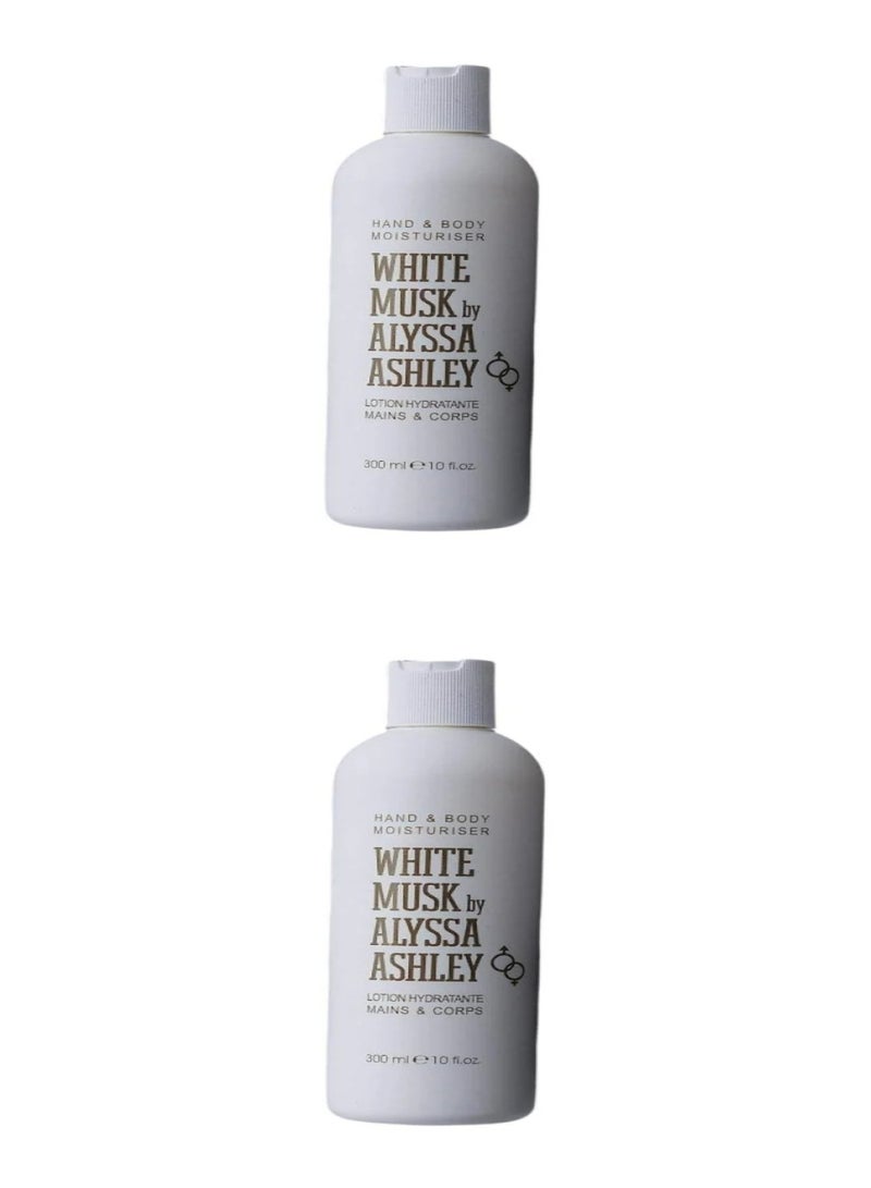 أليسا أشلي Alyssa Ashley White Musk Hand and Body Moisturizer - 2*300ml  (pack of 2) - Image 1