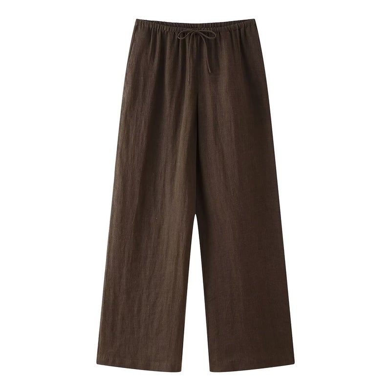 Export Summer Women'S Linen Kimono Cross Jacket Fashion Pants Suit For Women - Image 1