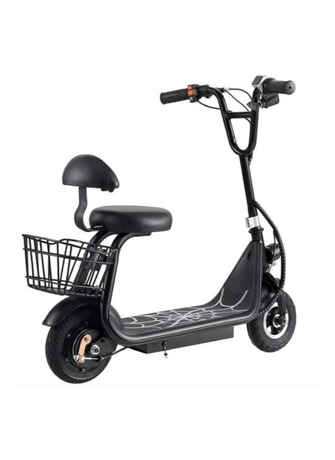 Electric scooter with seat, display, Bluetooth, 36V battery, and up to 12km range