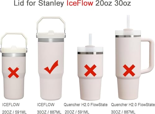Rimoleur 2Pack Replacement Tumbler Lid for Stanley IceFlow 30 ozOnly Flip Straw Lid with 2Pcs Reusable Straws1Pcs Cleaning Brush Black - Image 3