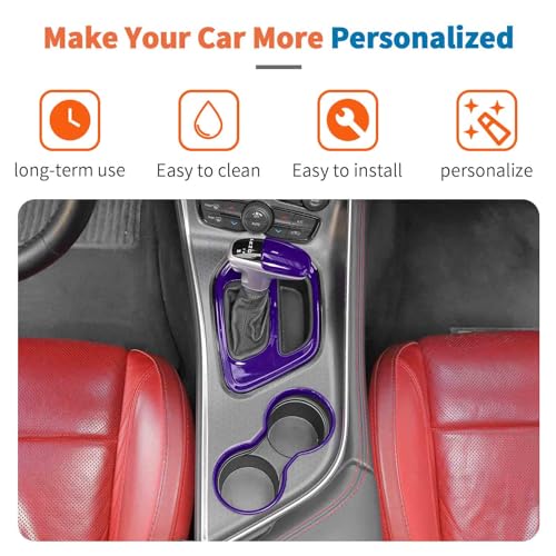 JeCar 3pcs Purple Cup Holder Trim Kit for 20152024 Dodge Challenger Interior Accessories - Image 3