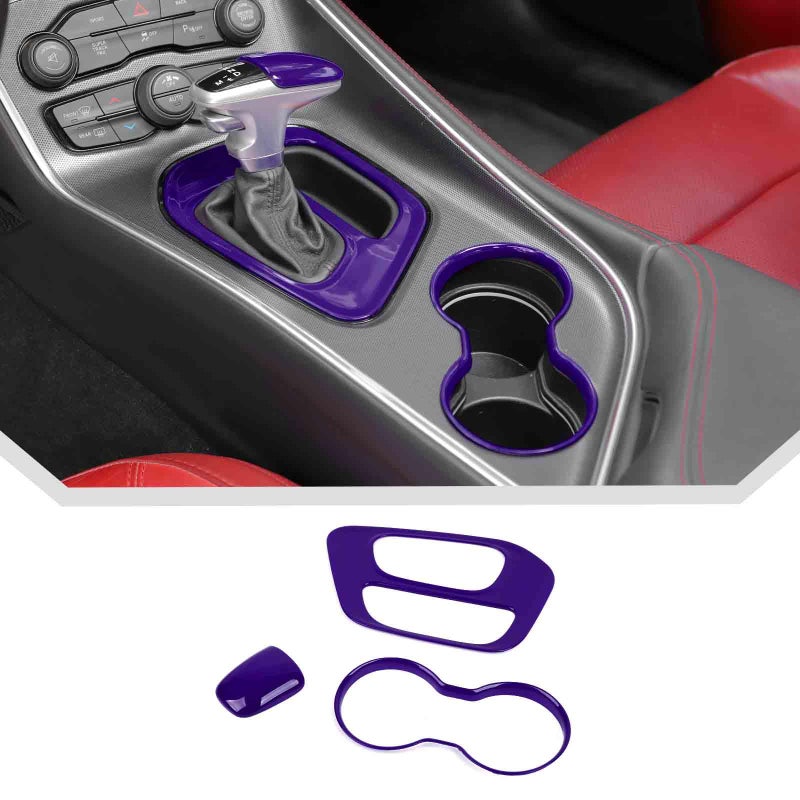 JeCar 3pcs Purple Cup Holder Trim Kit for 20152024 Dodge Challenger Interior Accessories - Image 2