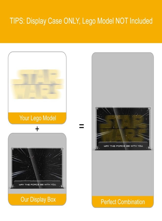 NAOCARD Acrylic Display Case for Lego Brick-Built Star Wars Logo (ONLY Box, NOT Model) Clear Dustproof Display Box Compatible with Lego 75407 Model Kit - Image 4