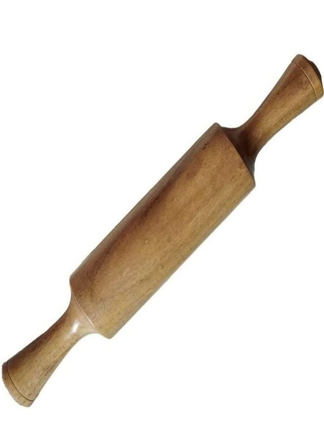 FULLFILLS Brown Wooden Belan for Chapati/Roti/Paratha/Puri/Papad | Wooden Rolling Pin Roller Thick Size | 12 inch - Image 1