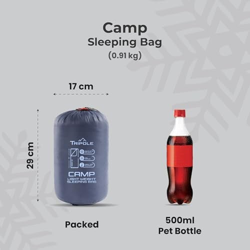 Tripole Camp Series Lightweight Sleeping Bag for Summer Camping and Hiking (Navy Blue) - Image 3