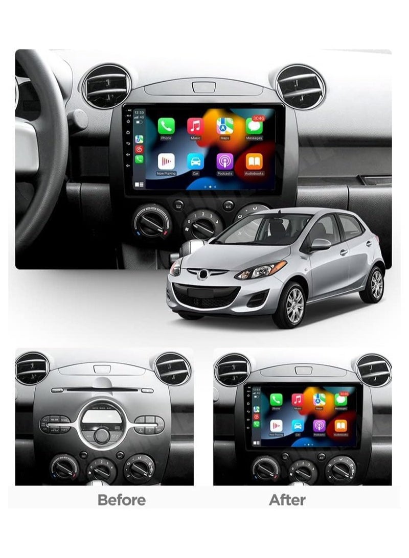 SHEZA STAR Android Car Stereo for Mazda 2 2007-2014 8GB RAM 128GB ROM Support SIM Card, Carplay, Mirror Link Wi-Fi BT, Radio GPS Navigation, 9 Inch IPS Touch Screen with AHD Camera Included - Image 2