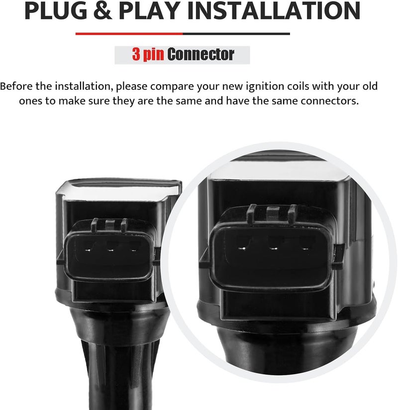 NPAUTO حزمة ملف الإشعال متوافقة مع 2.5L 2.5 L4 نيسان ألتيما سنترا X-Trail XTrail 2002 2003 2004 2005 2006 2007 2008، UF350 C1398، مجموعة من 4 - Image 5