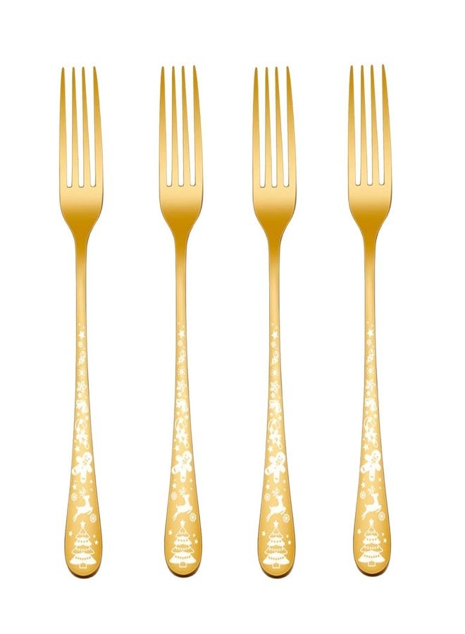 FS COOL Stainless Steel Food Grade Dessert & Salad Forks, Extra Thin Dinner Forks, Dinnerware Cutlery, Dinnerware Small Steel Fork, Cutlery Fork for Home, Kitchen, Restaurant (SmallFork, Set of 4) - Image 1