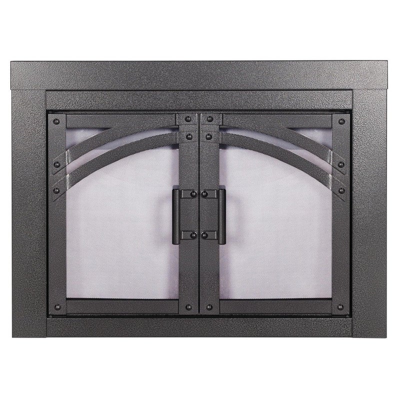 Pleasant Hearth Axel Collection Fireplace Glass Door Hammered Black