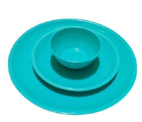 Coolkart Polypropylene Microwave Safe 18 pcs Round Dinner Set Porcelain Look Ultra Light Break Resistant 6 Big Plate 6 Quarter Plate 6 Bowls - Image 5