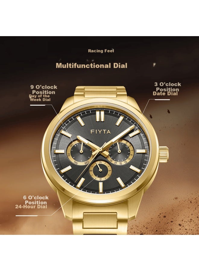 Fiyta Zhuoya Series City+ Light Business Multifunctional Men's Watch Black Dial Steel Strap - Image 1