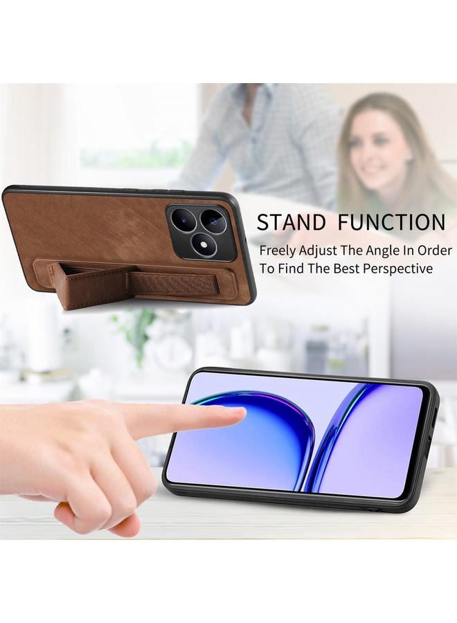 اس-توب جراب خلفي من الجلد لهاتف Realme C20 Retro مع حامل سوار المعصم - Image 5