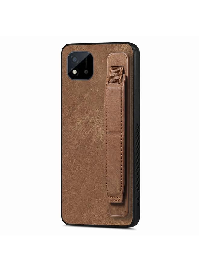 اس-توب جراب خلفي من الجلد لهاتف Realme C20 Retro مع حامل سوار المعصم - Image 1