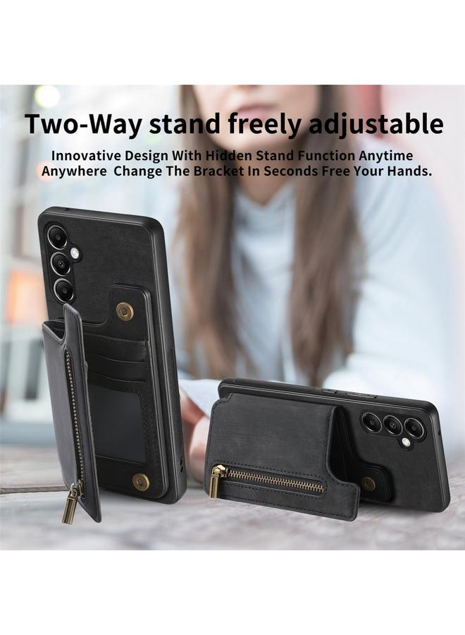 اس-توب جراب خلفي بسحاب من الجلد بتصميم كلاسيكي لهاتف Samsung Galaxy A55 5G - Image 5