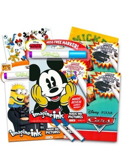 MICKEY MOUSE Disney Mickey Magic Ink Coloring Book Set 3 Imagine Ink Books For Kids Toddlers Featuring Mickey Disney Cars And Minions With Invisible Ink Pens And Mickey Mouse Stickers (Mess Free Coloring)  - Image 2