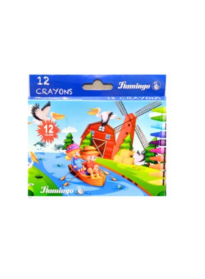 Flamingo 12-Piece Wax Crayons Multicolour - Image 1