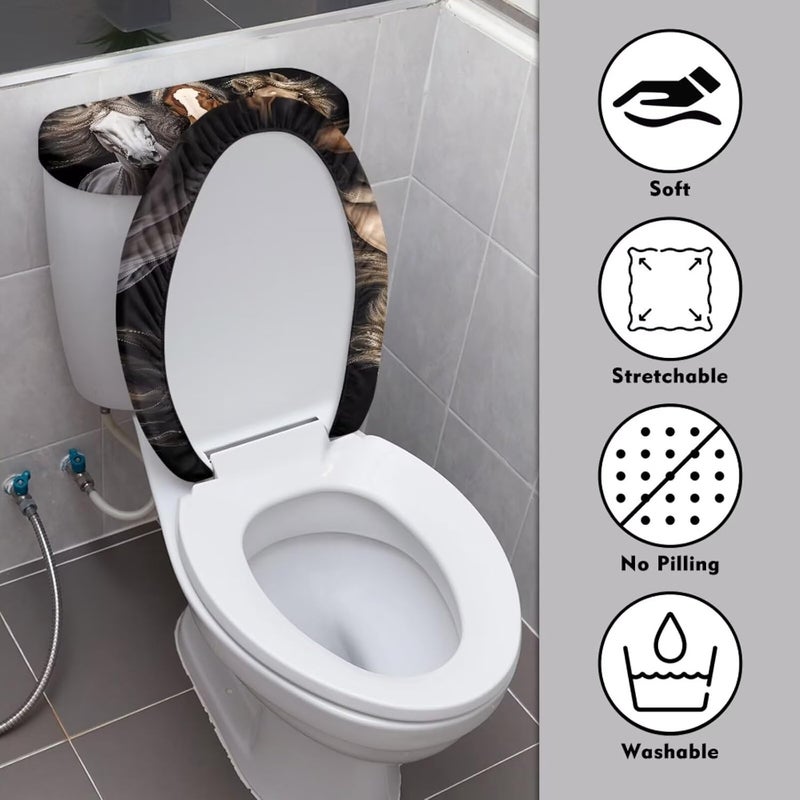 Vanideaoty Store Horse Toilet Seat and Tank Lid Covers for Bathroom Set Round Oval 2 Piece for Kids Fit Most Round and Elongated Toilet Bathroom Decor - Image 3