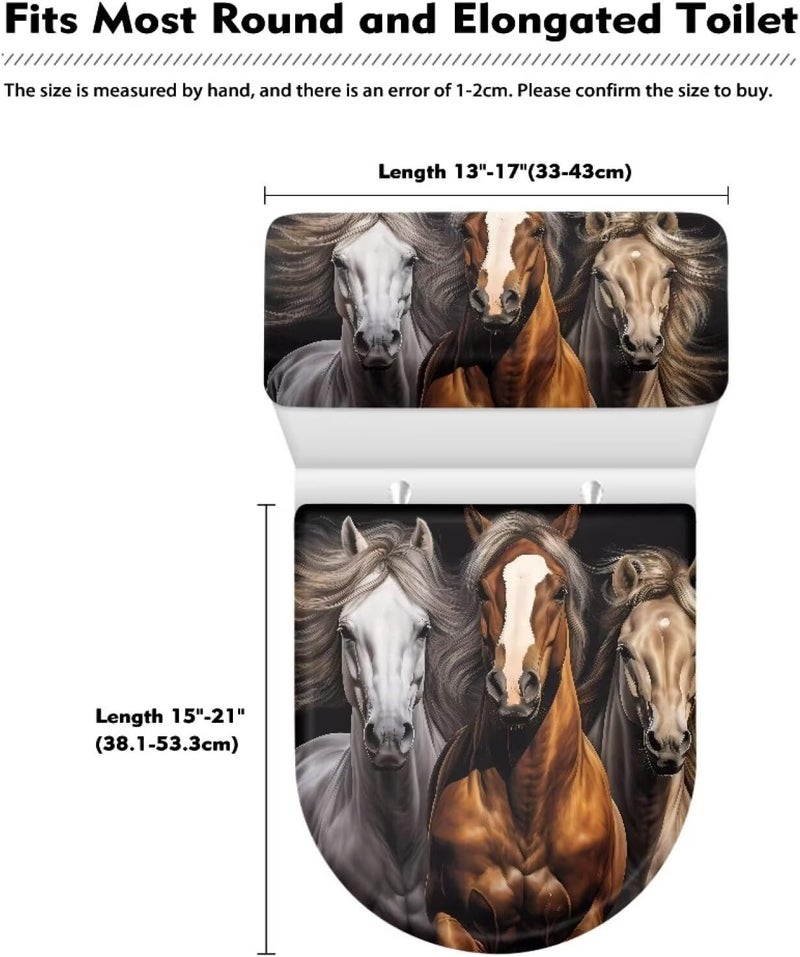 Vanideaoty Store Horse Toilet Seat and Tank Lid Covers for Bathroom Set Round Oval 2 Piece for Kids Fit Most Round and Elongated Toilet Bathroom Decor - Image 5
