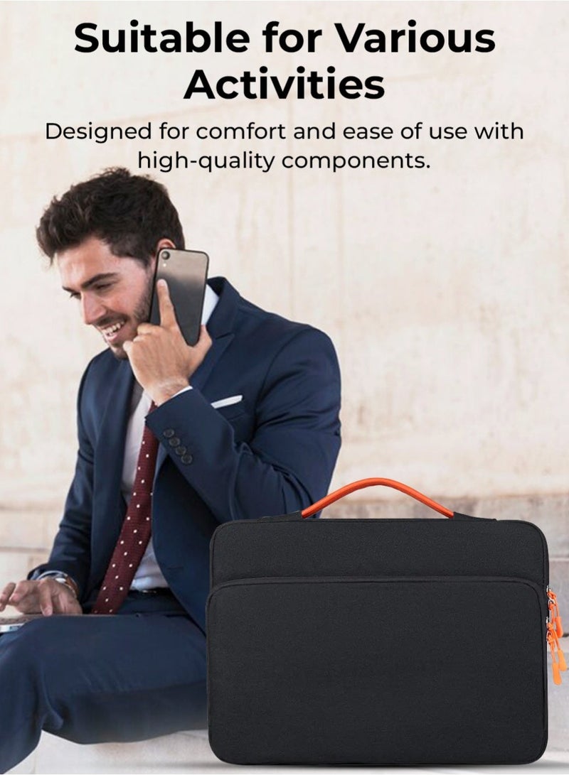 جلاسولوجي 14-Inch Laptop Bag Lightweight Shockproof Case with Water-Repellent Fabric, Durable Multifunctional Briefcase for Business, Casual & School Use – Black - Image 5
