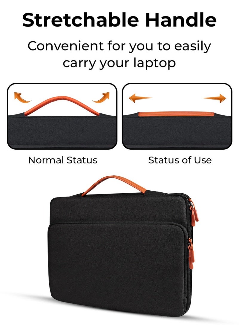 جلاسولوجي 14-Inch Laptop Bag Lightweight Shockproof Case with Water-Repellent Fabric, Durable Multifunctional Briefcase for Business, Casual & School Use – Black - Image 2