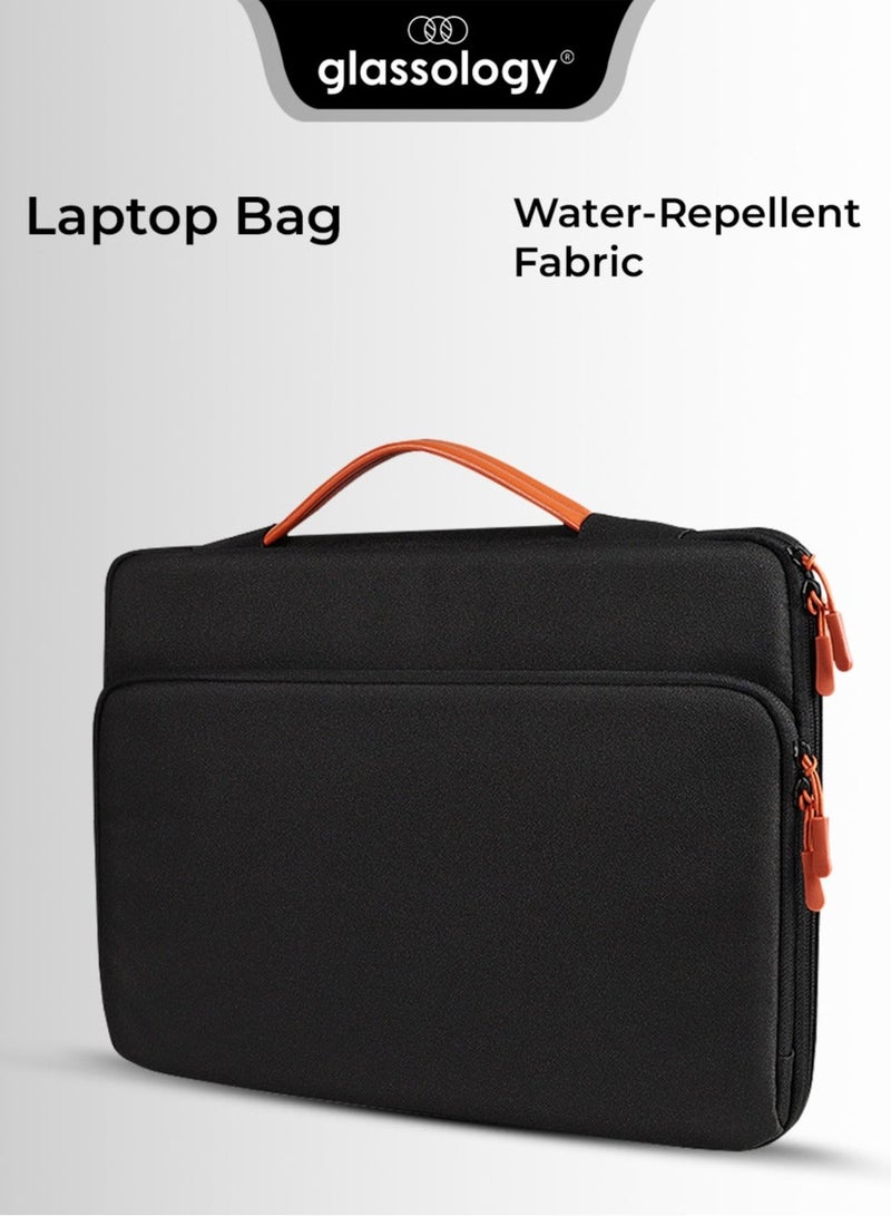 جلاسولوجي 14-Inch Laptop Bag Lightweight Shockproof Case with Water-Repellent Fabric, Durable Multifunctional Briefcase for Business, Casual & School Use – Black - Image 1