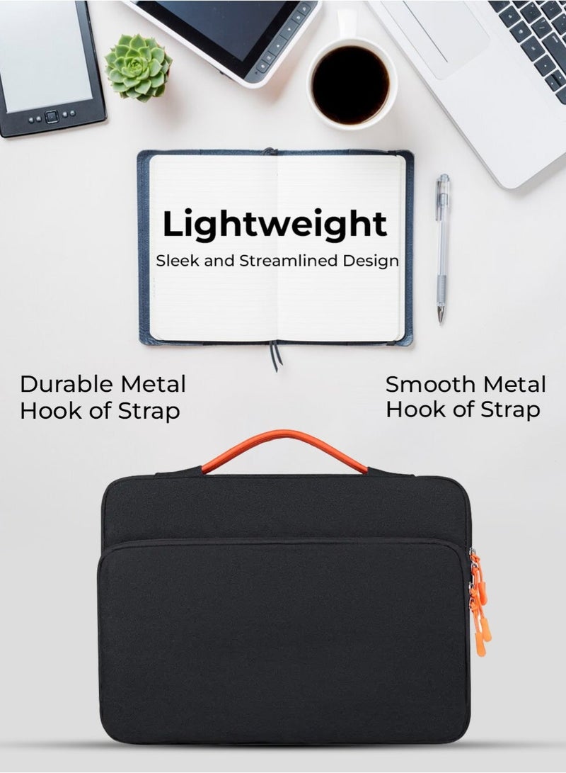 جلاسولوجي 14-Inch Laptop Bag Lightweight Shockproof Case with Water-Repellent Fabric, Durable Multifunctional Briefcase for Business, Casual & School Use – Black - Image 4