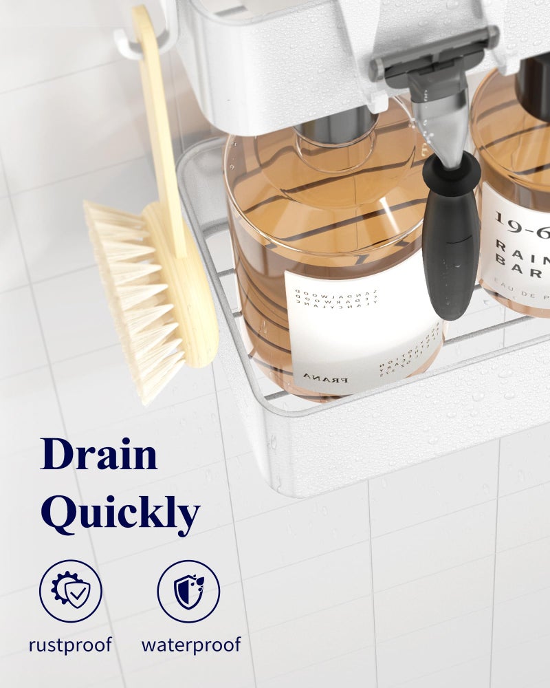Kitsure Shower Caddy - 2 Pack Adhesive Shower Organizer, Rustproof Metal Shelves, No-Drill Bathroom Organizers and Storage, White, Large - Image 5