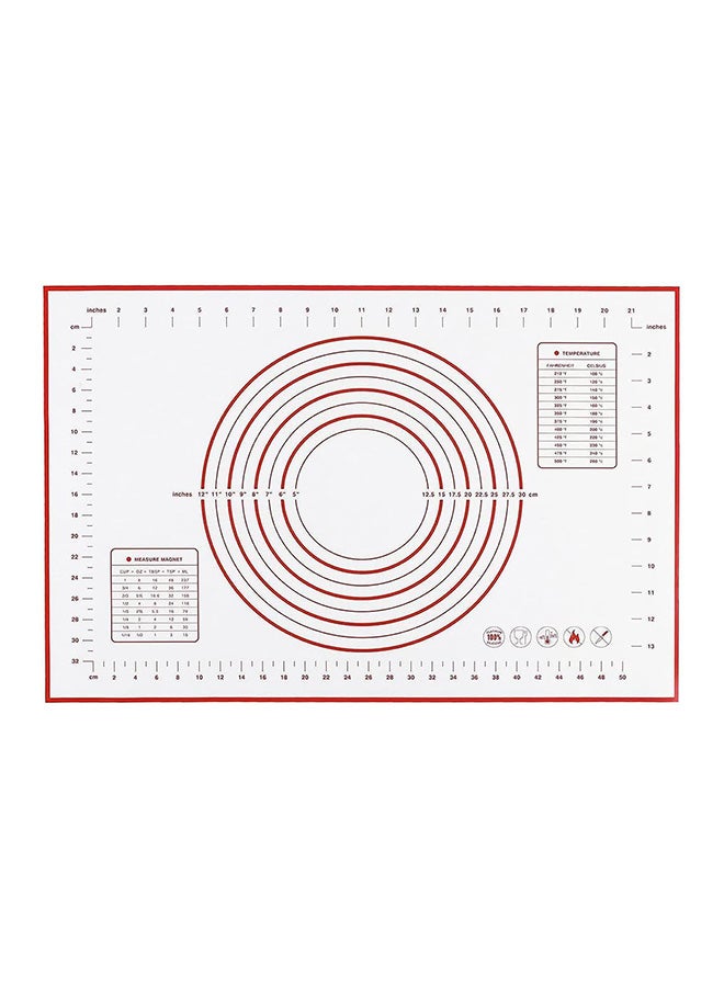 Home Baking Mat, Non Stick Silicon Rolling Pastry Mat, Kneading Pad Sheet Glass Fiber Rolling Dough Large Size For Cake Macaron Kitchen Tools, Red, White - Image 2