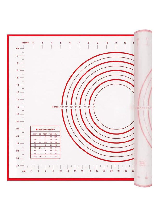 Home Baking Mat, Non Stick Silicon Rolling Pastry Mat, Kneading Pad Sheet Glass Fiber Rolling Dough Large Size For Cake Macaron Kitchen Tools, Red, White - Image 1