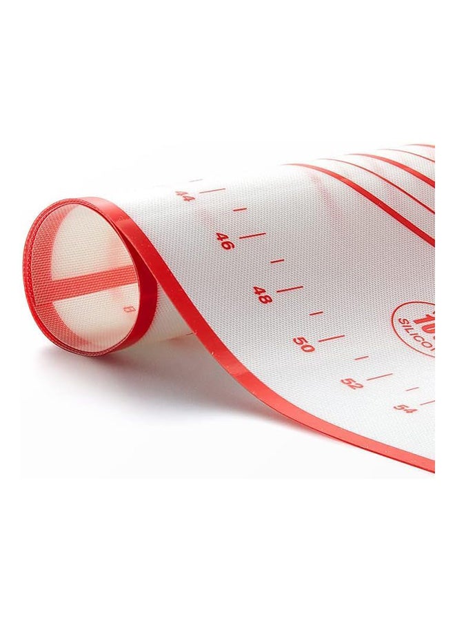 Home Baking Mat, Non Stick Silicon Rolling Pastry Mat, Kneading Pad Sheet Glass Fiber Rolling Dough Large Size For Cake Macaron Kitchen Tools, Red, White - Image 3