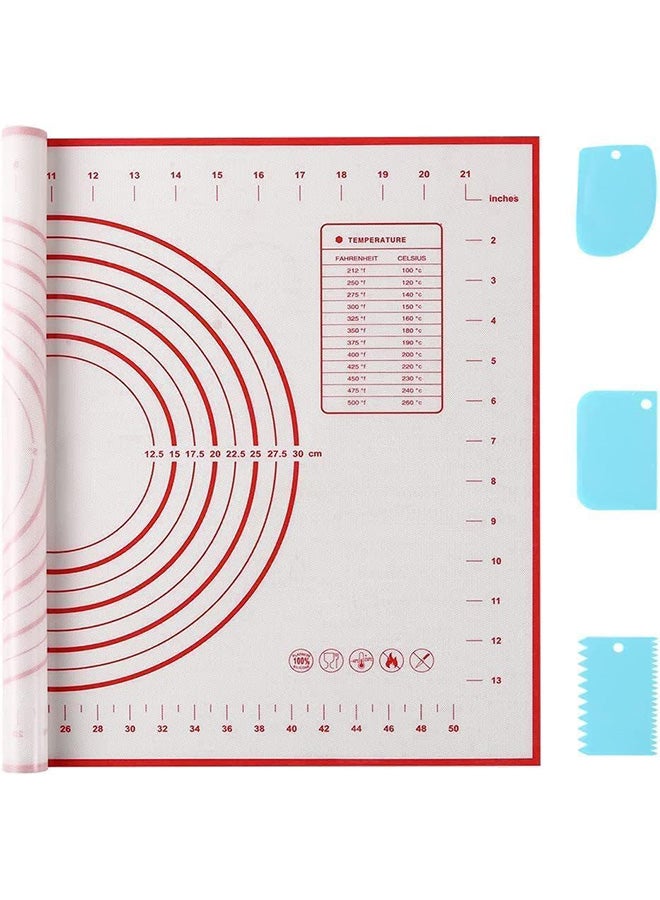 Home Baking Mat, Non Stick Silicon Rolling Pastry Mat, Kneading Pad Sheet Glass Fiber Rolling Dough Large Size For Cake Macaron Kitchen Tools, Red, White - Image 4