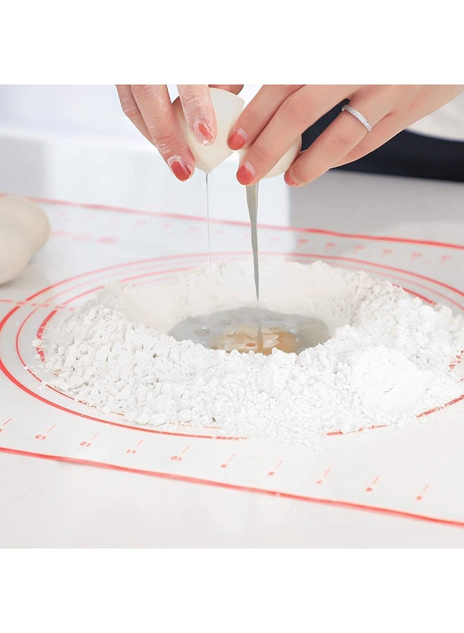 Home Baking Mat, Non Stick Silicon Rolling Pastry Mat, Kneading Pad Sheet Glass Fiber Rolling Dough Large Size For Cake Macaron Kitchen Tools, Red, White - Image 5