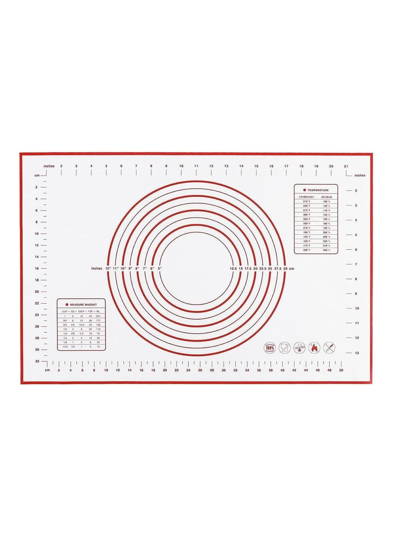 Home-Brand Home Brand Baking Mat, Non Stick Silicon Rolling Pastry Mat, Kneading Pad Sheet Glass Fiber Rolling Dough Large Size For Cake Macaron Kitchen Tools, Red, White - Image 1