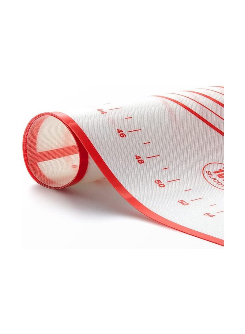 Home-Brand Home Brand Baking Mat, Non Stick Silicon Rolling Pastry Mat, Kneading Pad Sheet Glass Fiber Rolling Dough Large Size For Cake Macaron Kitchen Tools, Red, White - Image 2