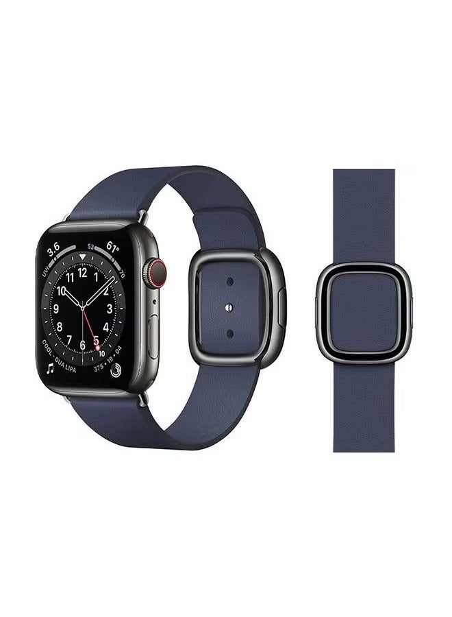 vesus Leather Replacement Band For Apple Watch Series 6/SE/5/4/3/2/1 Dark Blue